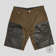 Chrome Hearts Leather Knee Nylon Shorts in Brown / Pink