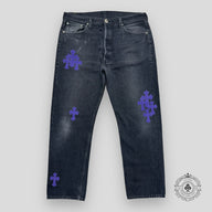 Chrome Hearts Purple Cross Patch Jeans