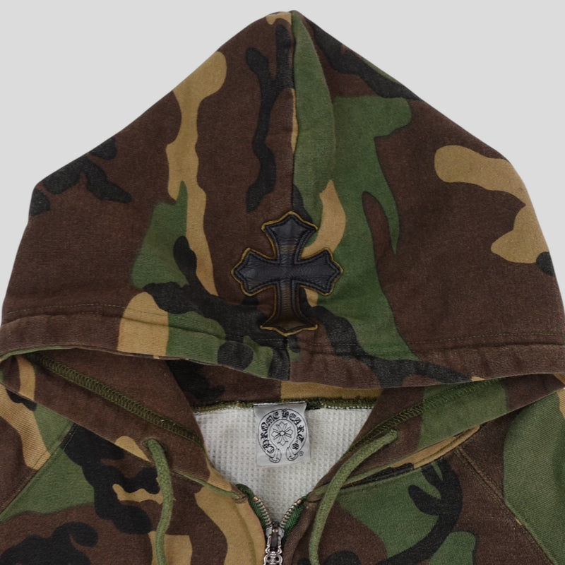Chrome Hearts Vintage Cross Patch Thermal Zip Up Hoodie