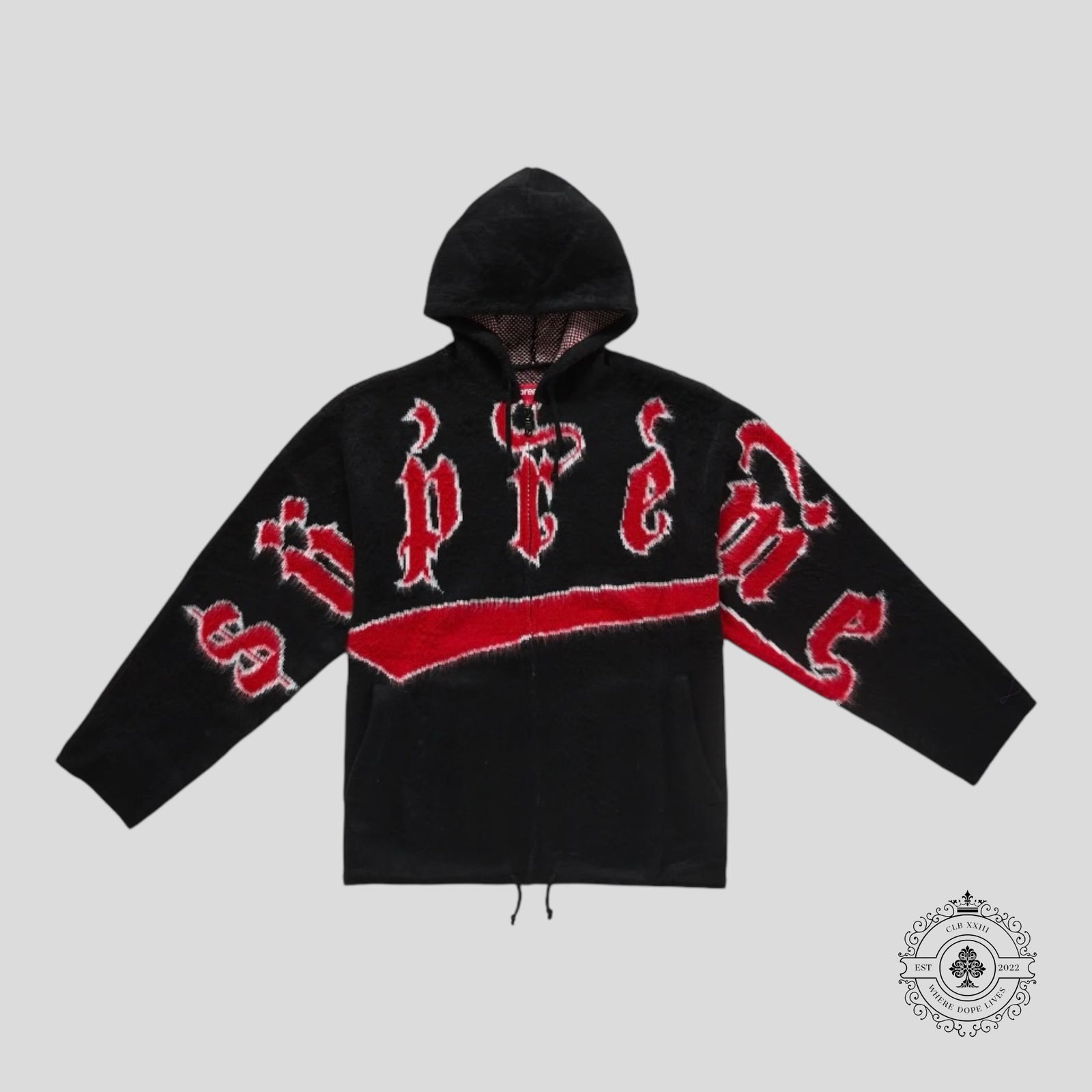 Supreme Accent Brushed Zip Up Hooded Sweater