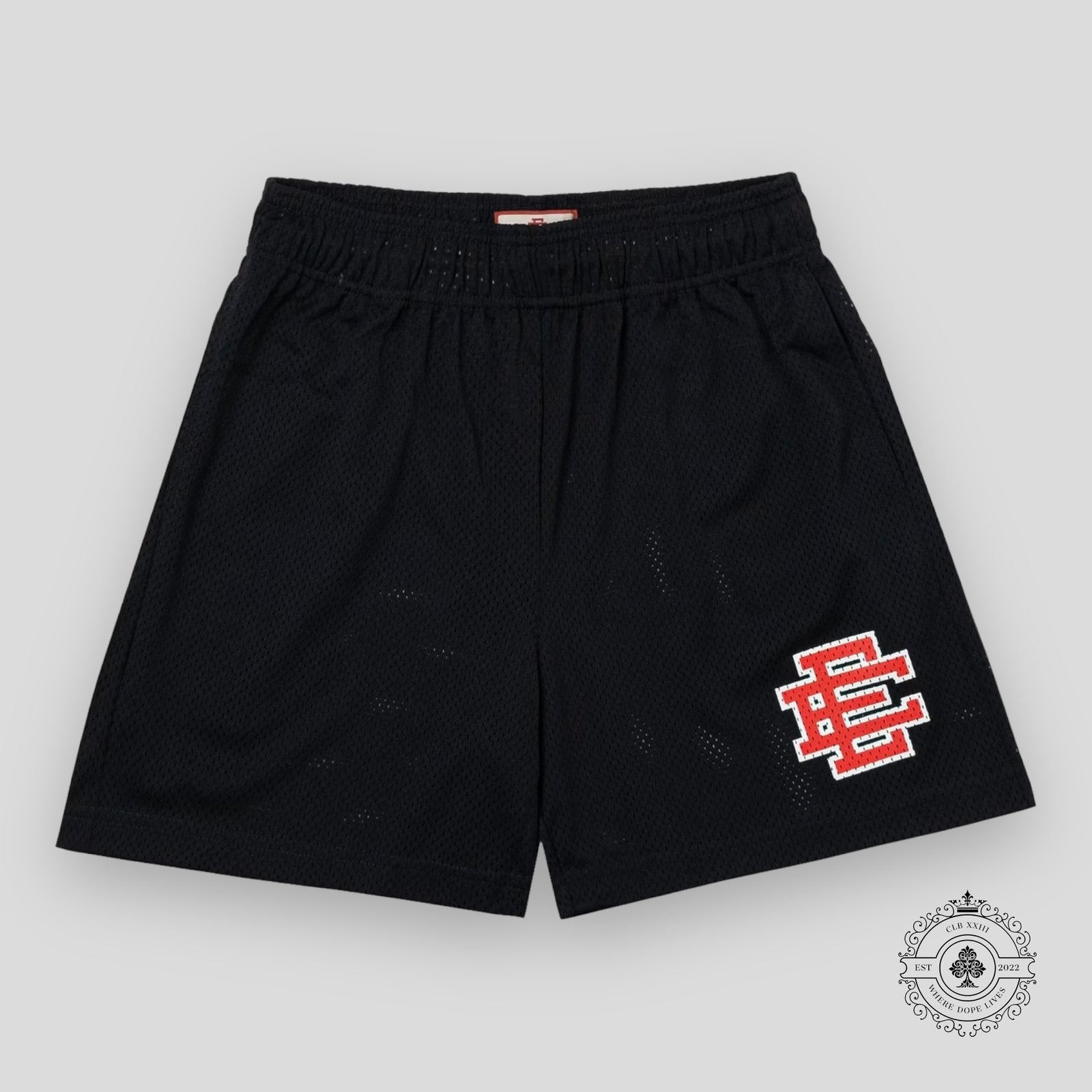 Eric Emanuel EE Basic Shorts in Jet Black / Varsity Red