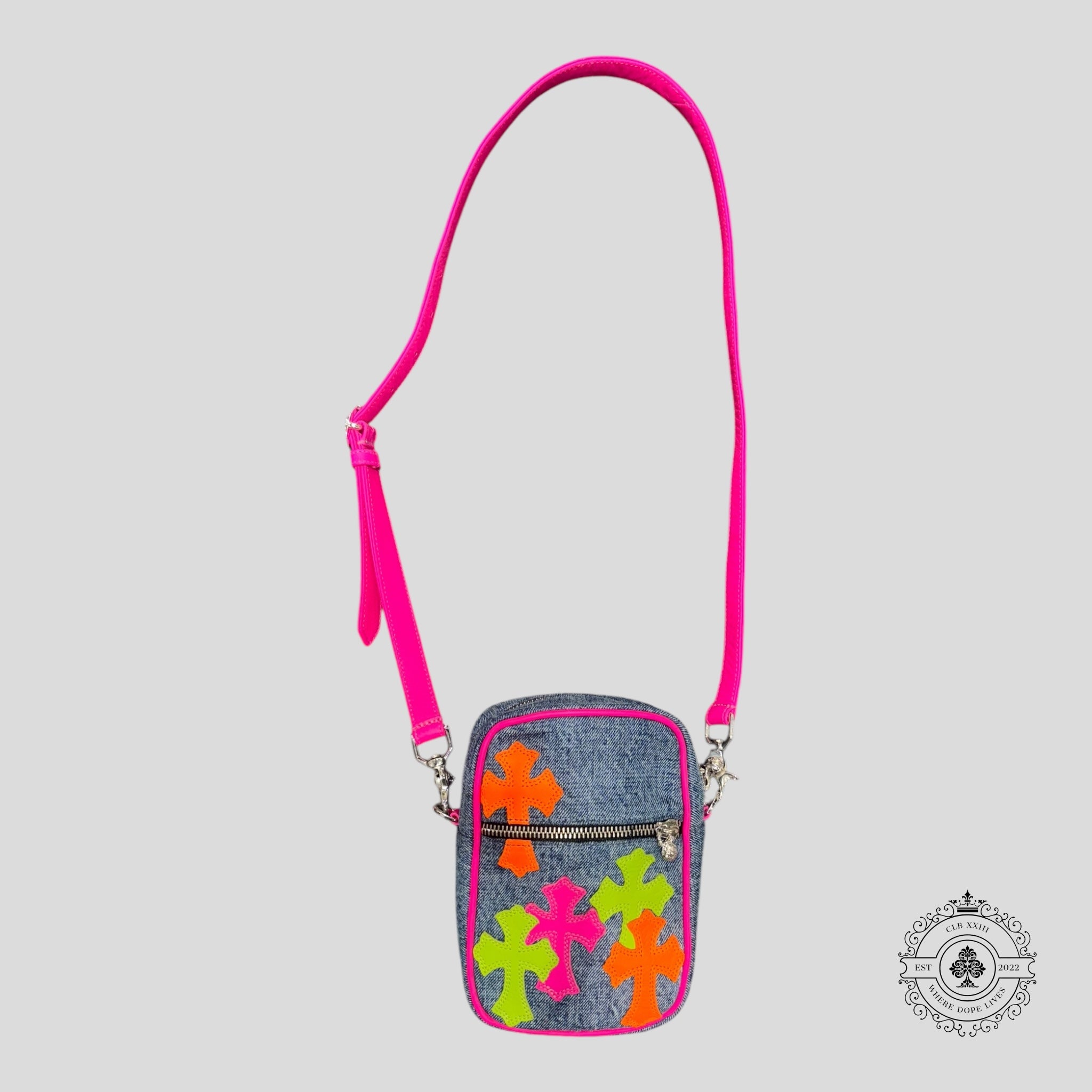 Chrome Hearts Miami Art Basel Multi-Color Patch Denim Taka Bag