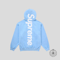 Supreme Satin Applique Hooded Sweatshirt in Sky Blue