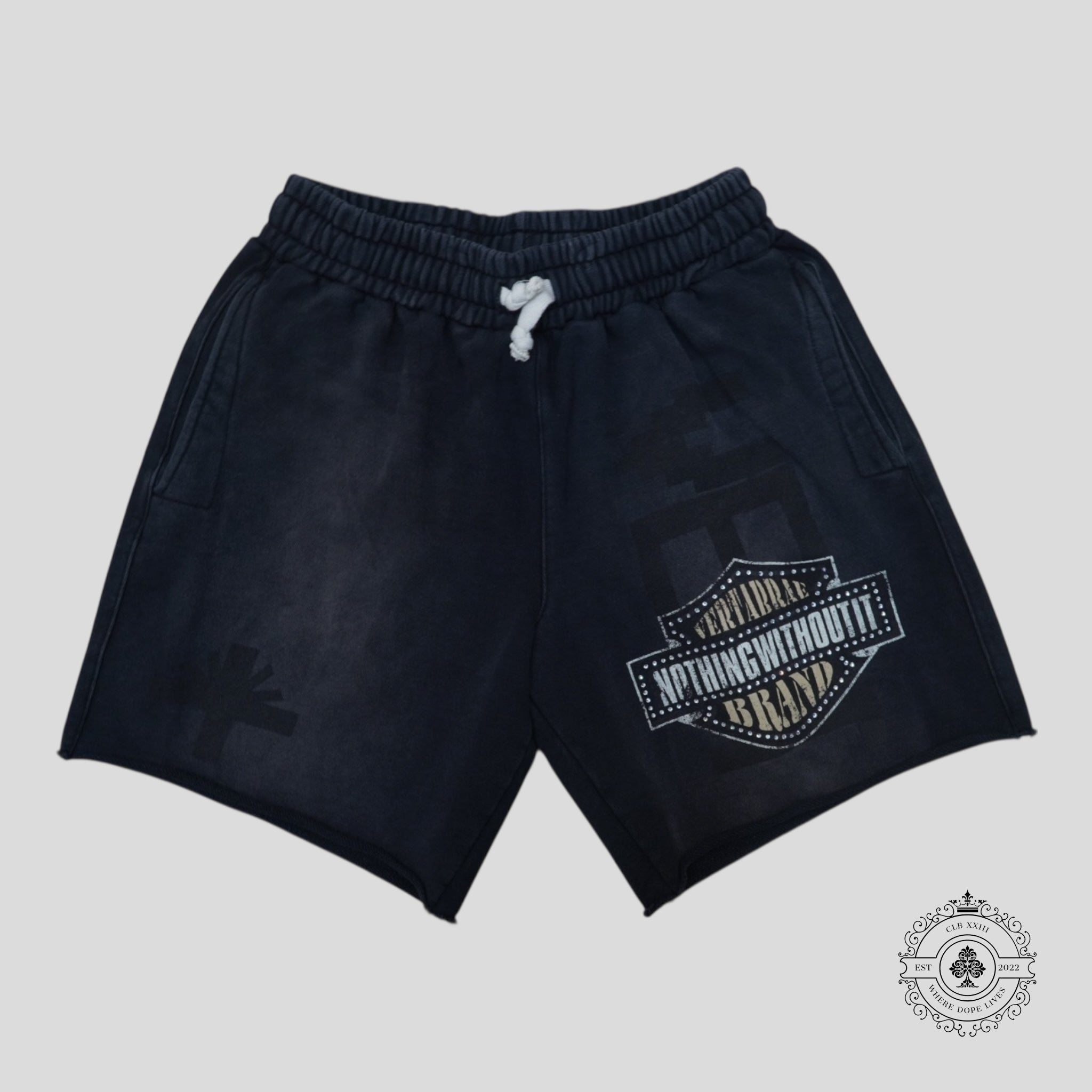 Vertabrae Doube Emblem Sweatshorts in Black