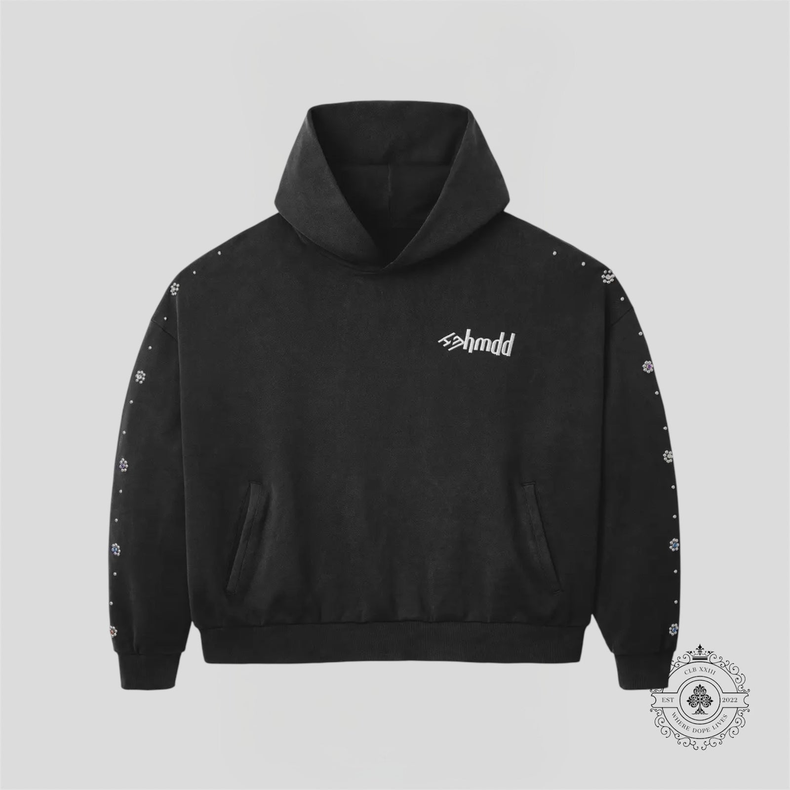 HMDD Flower Studded Hoodie in Black