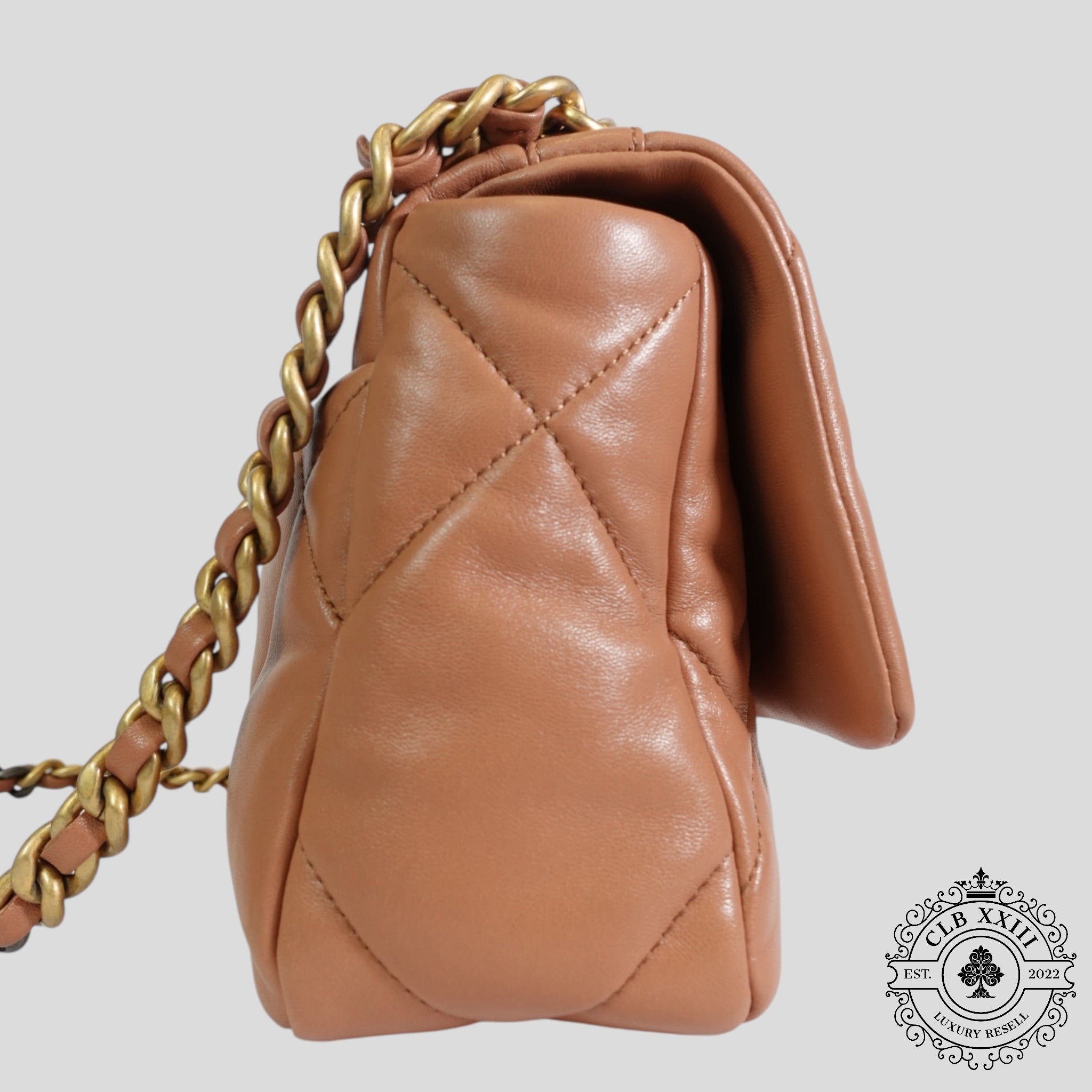 Chanel 19 Lambskin Quilted Medium Flap Bag in Brown