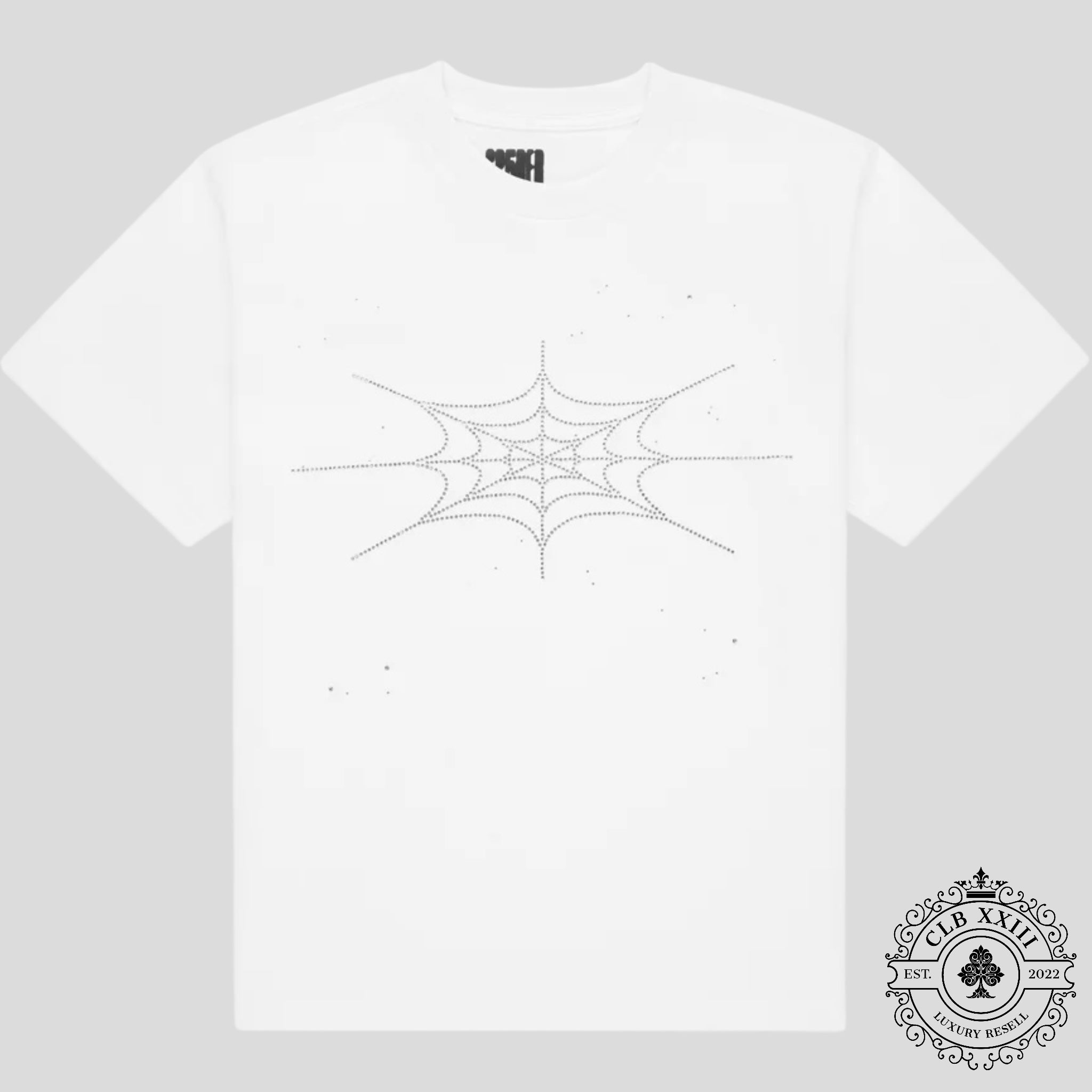 Sp5der Rhinestone Silk Tee in White