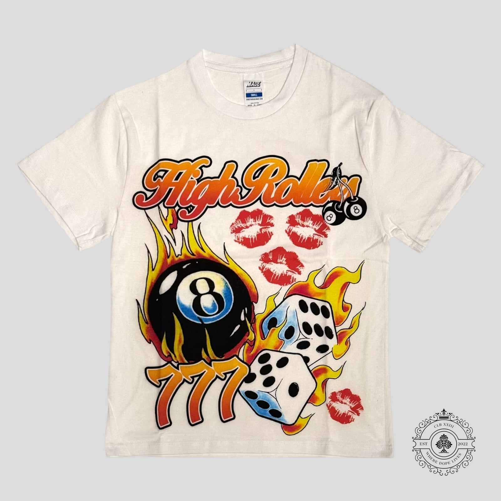 High Rollers 8 Ball Tee in White