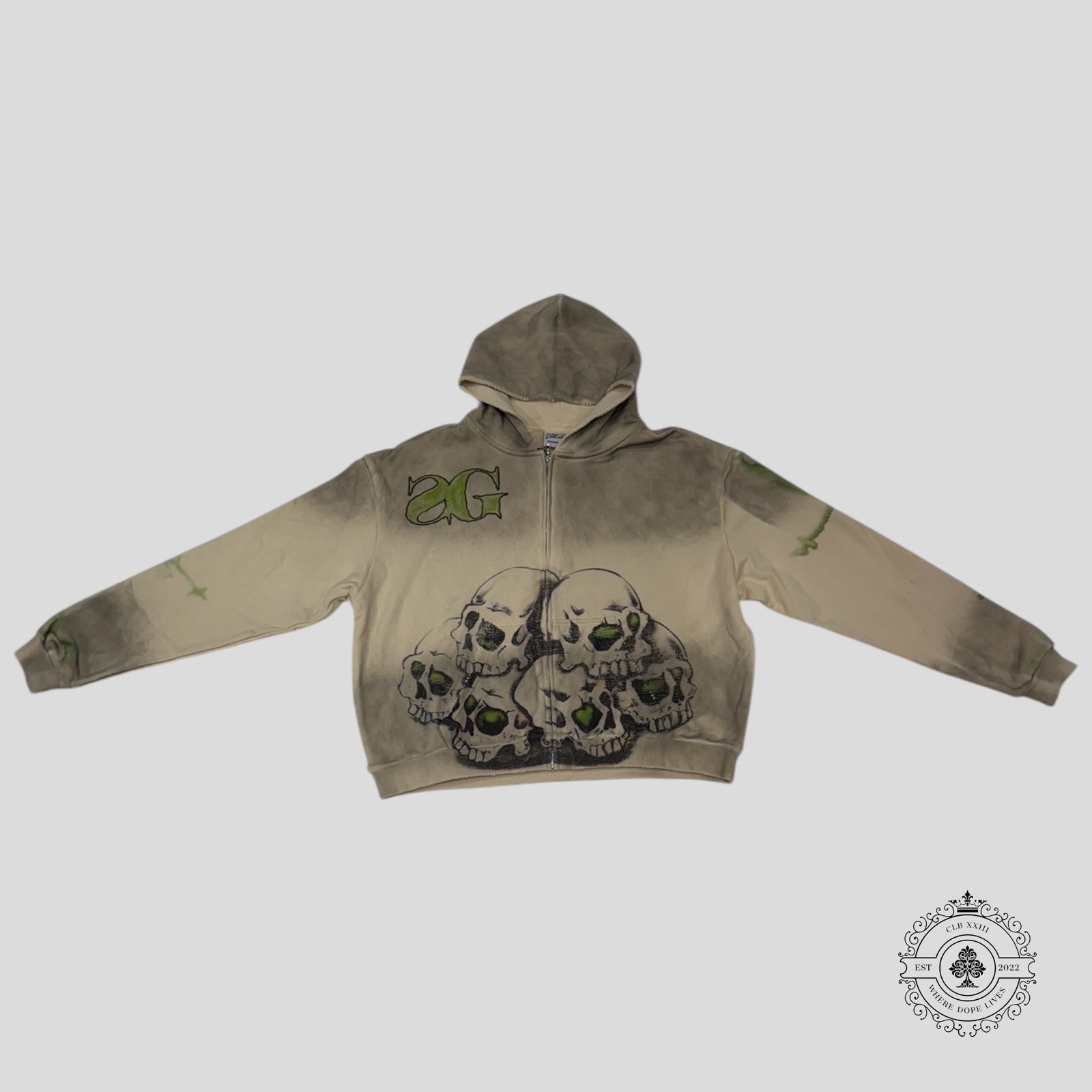 Triple Sevens x Sniper Gang Vulture Zip Up in Cream