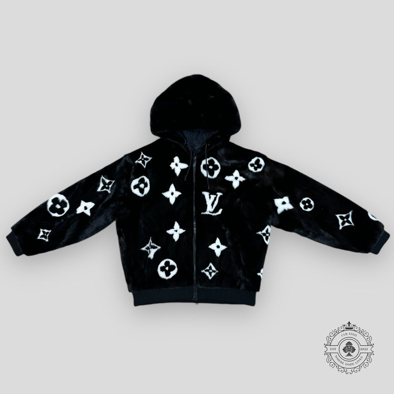 Louis Vuitton Monogram Mink Fur Zipped Jacket