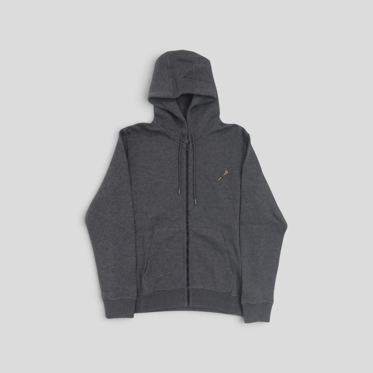 CLB XXIII Louis Vuitton grey cotton blend zip-up travel hoodie with a small gold-tone logo detail on the chest