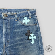 Chrome Hearts Baby Blue Cross Patch Jeans