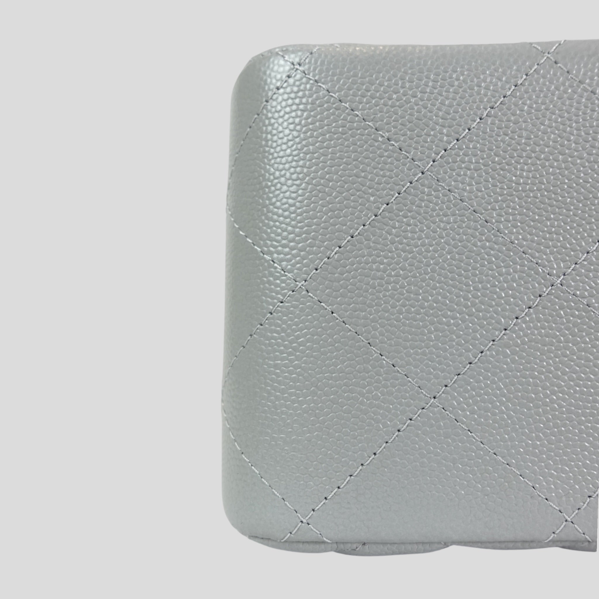 Chanel Caviar Leather Jumbo Quilted Flap Bag in Grey