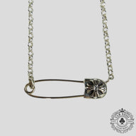 Chrome Hearts Diamond Paper Clip Necklace in Silver