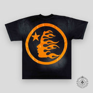 Hellstar Sport Logo Gel T-shirt in Black / Orange