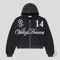Vale 14 Zip Up Hoodie in Black