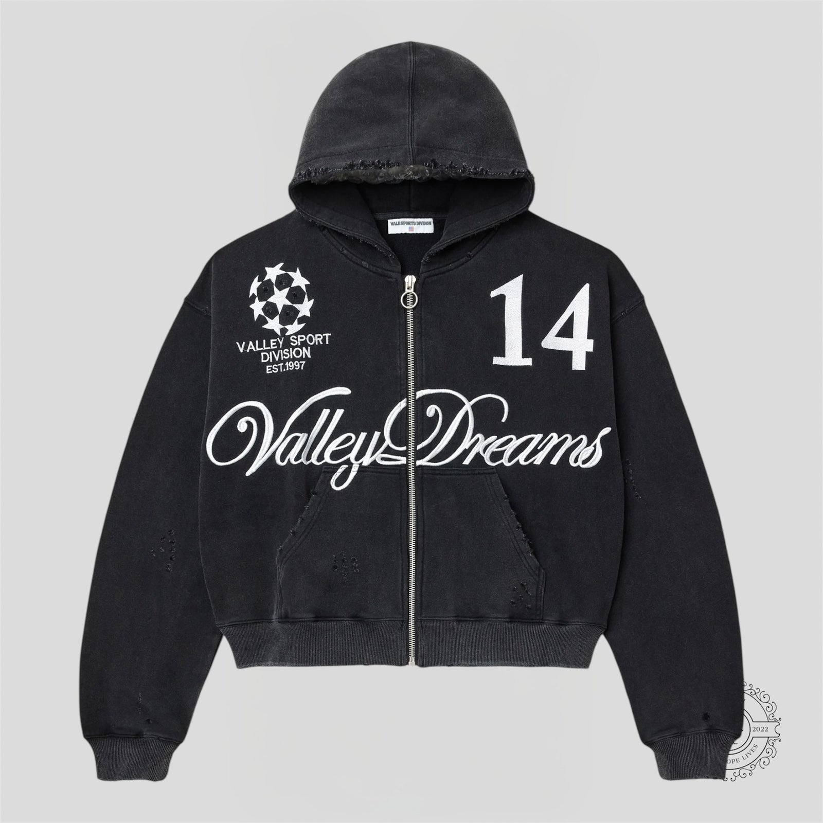 Vale 14 Zip Up Hoodie in Black