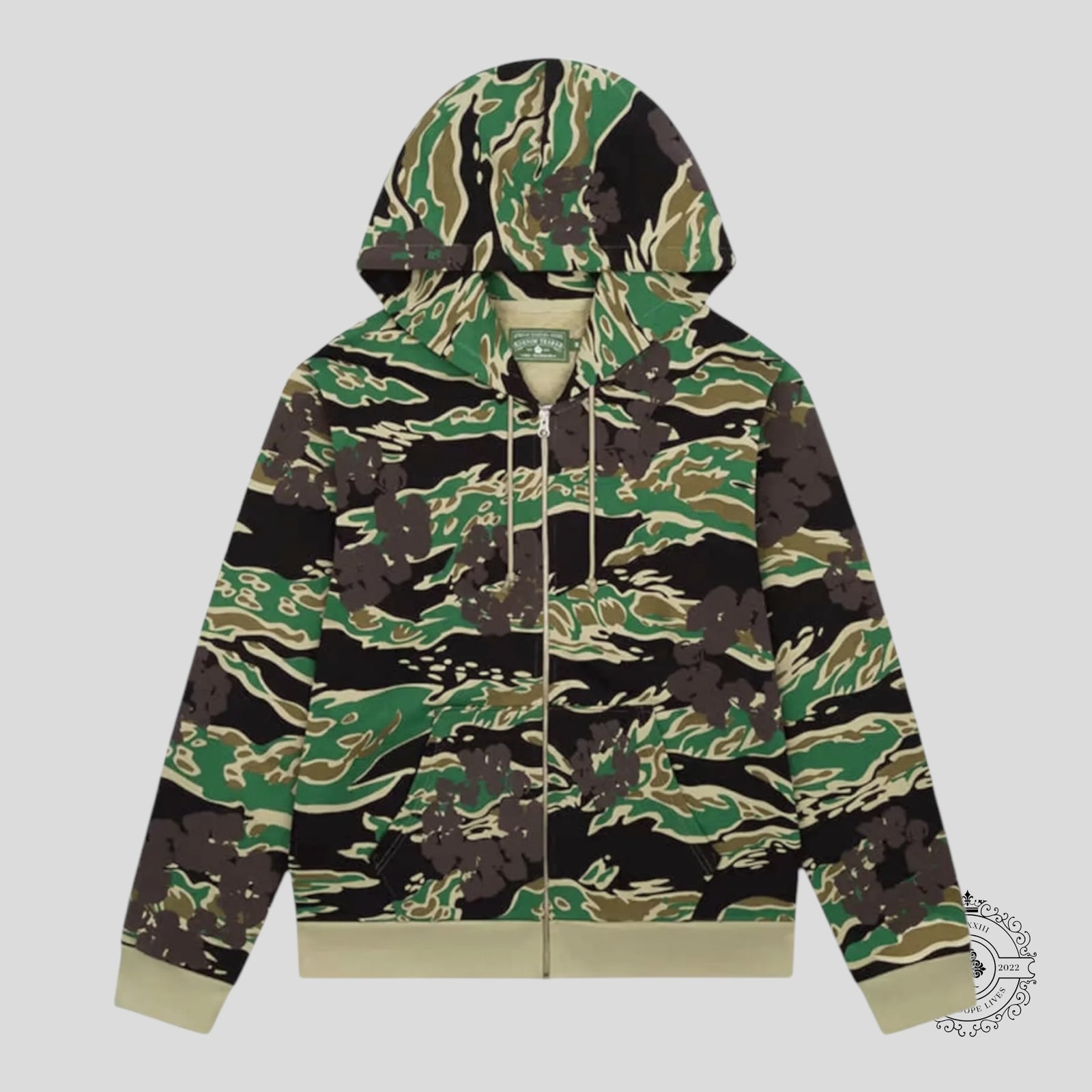 Denim Tears Camo Cotton Wreath Zip Up in Green