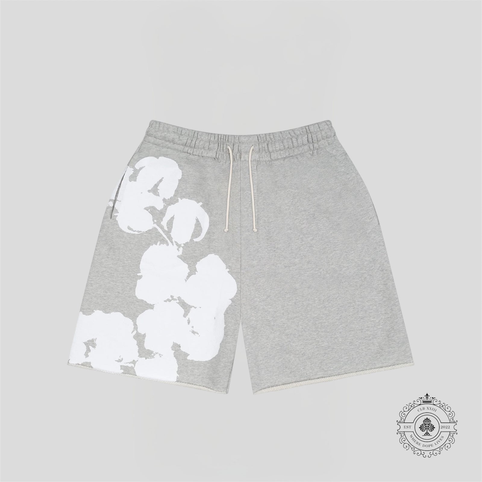 Denim Tears Core Jumbo Wreath Sweatshorts In Grey