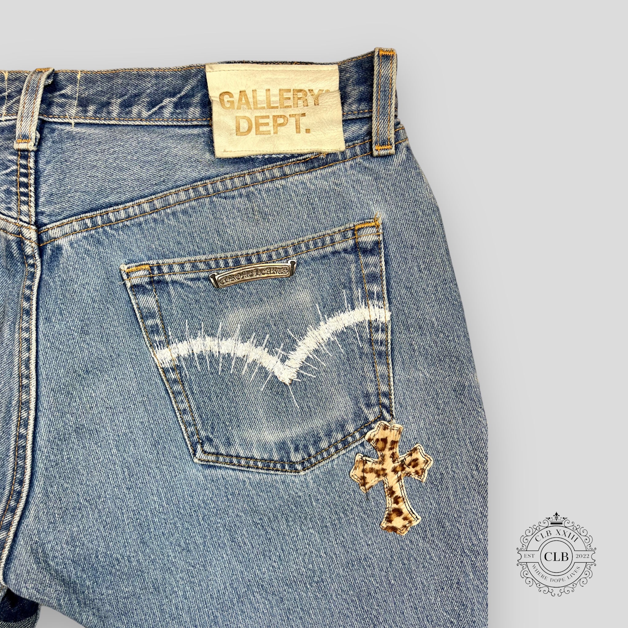 Chrome Hearts X Gallery Dept. Leopard Cross Patch Jeans