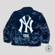 Kith Yankees Faux Fur Coaches Jacket in Navy