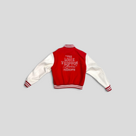 CLB XXIII Louis Vuitton varsity blouson in red wool and white calf leather with back embroidery
