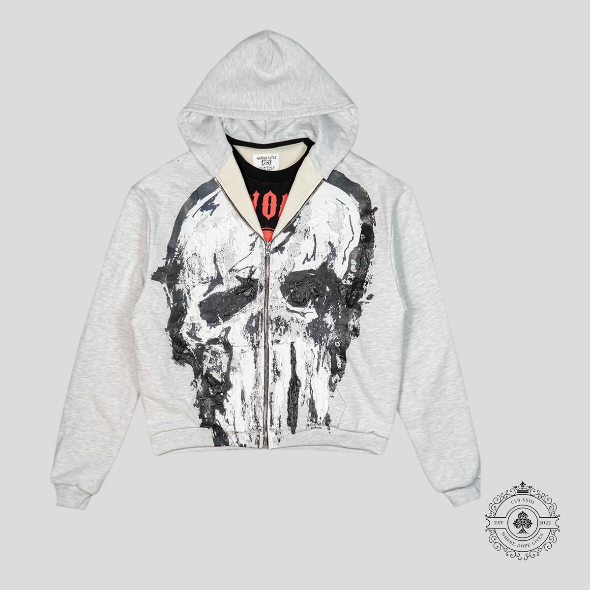 Warren Lotas Pullover Hoodie With Zip Up Illusion in Heather Grey