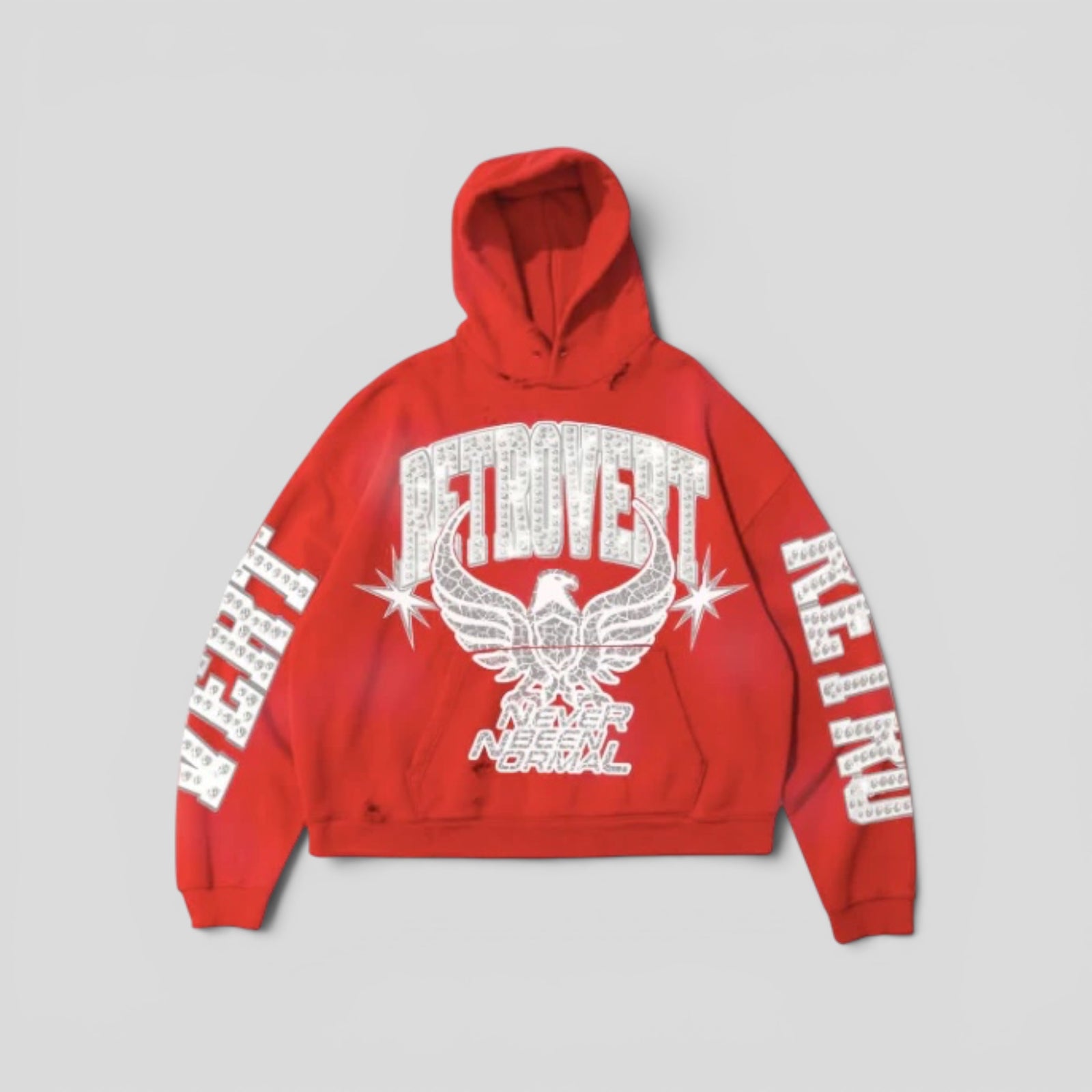Retrovert Rhinestone Never Been Normal Hoodie in Red