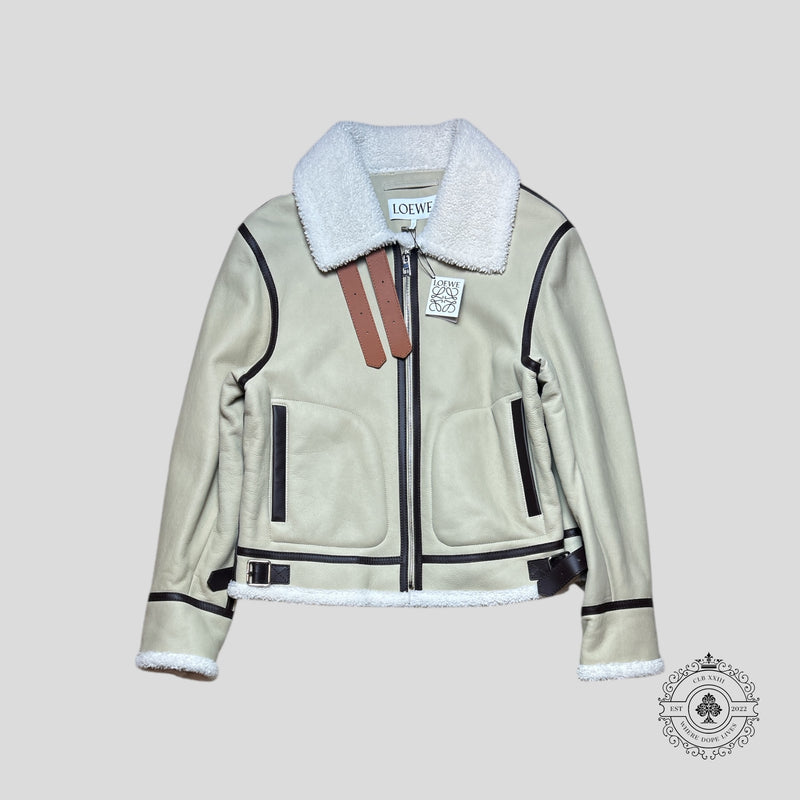 Loewe Shearling Aviator Jacket in White
