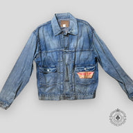 RRL Distressed Denim Jacket in Medium Wash