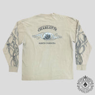 2005 Charlotte Harley Davidson Tribal Flame Vintage LS Tee in Tan