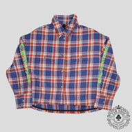 Chrome Heart Sleeve Logo Flannel Shirt in Blue/Red