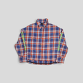 CLB XXIII Chrome Hearts blue and red plaid cotton flannel shirt with green sleeve logo and silver button details