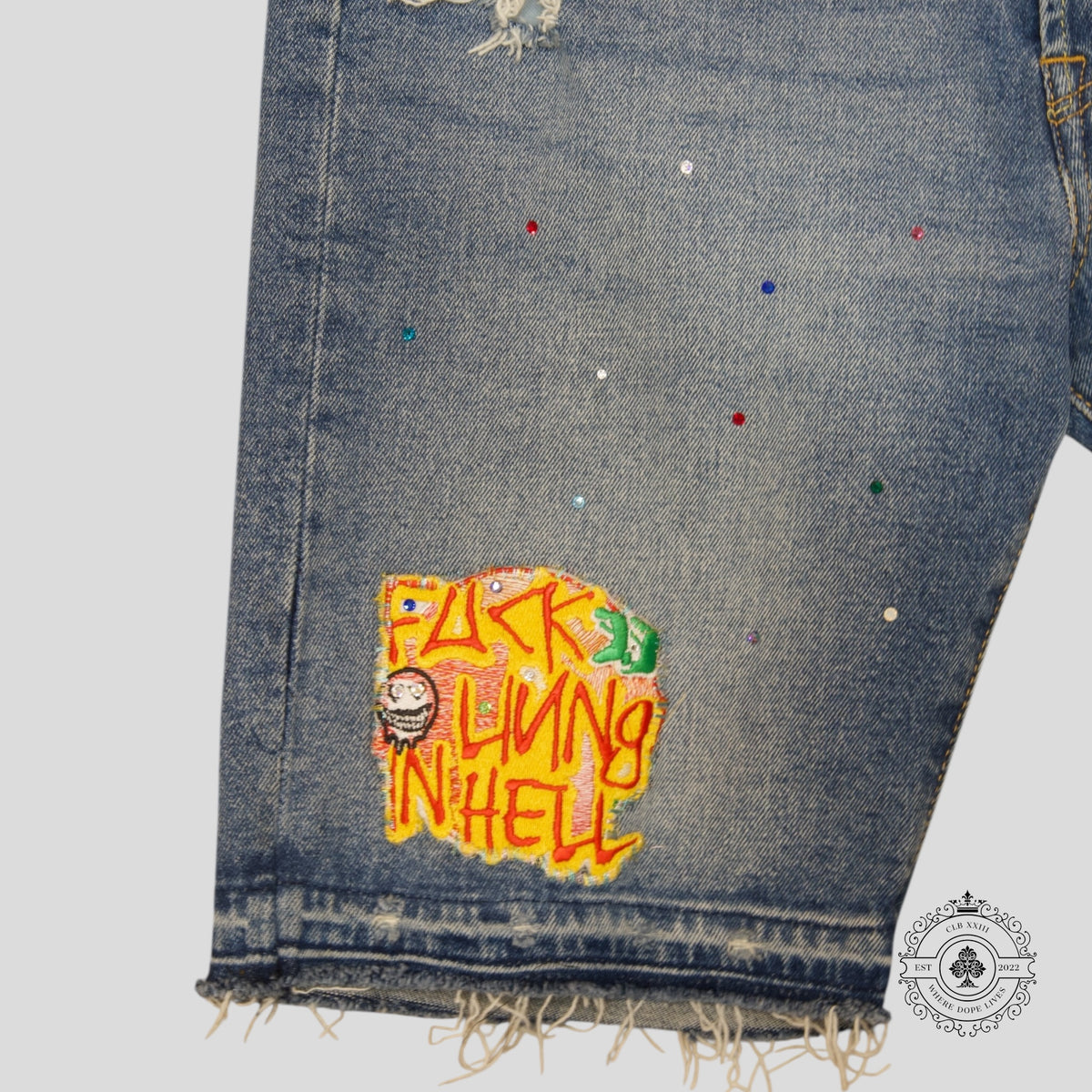 Blind Love Embroidered Patch Shorts