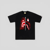 BAPE Camo Tiger Shark Tee in Black & Red