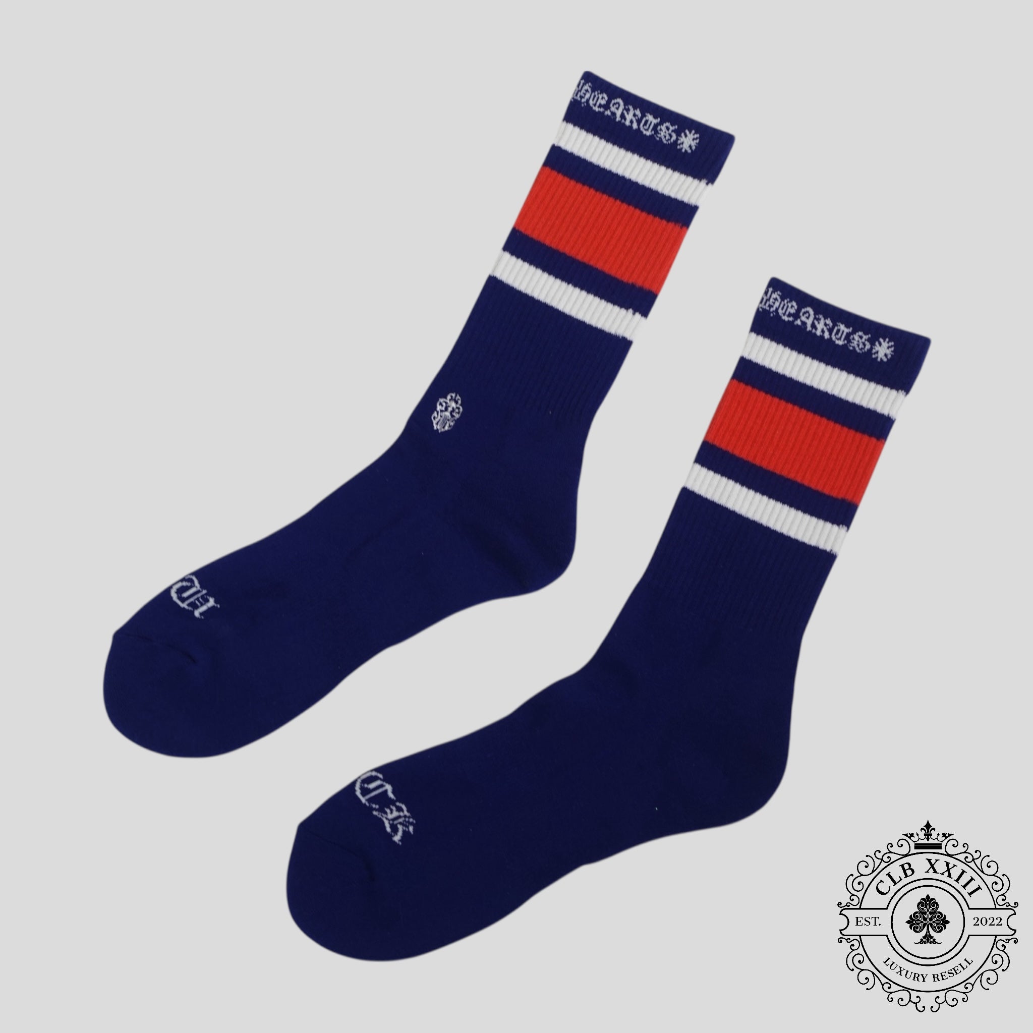 Chrome Hearts Striped Sock in Blue