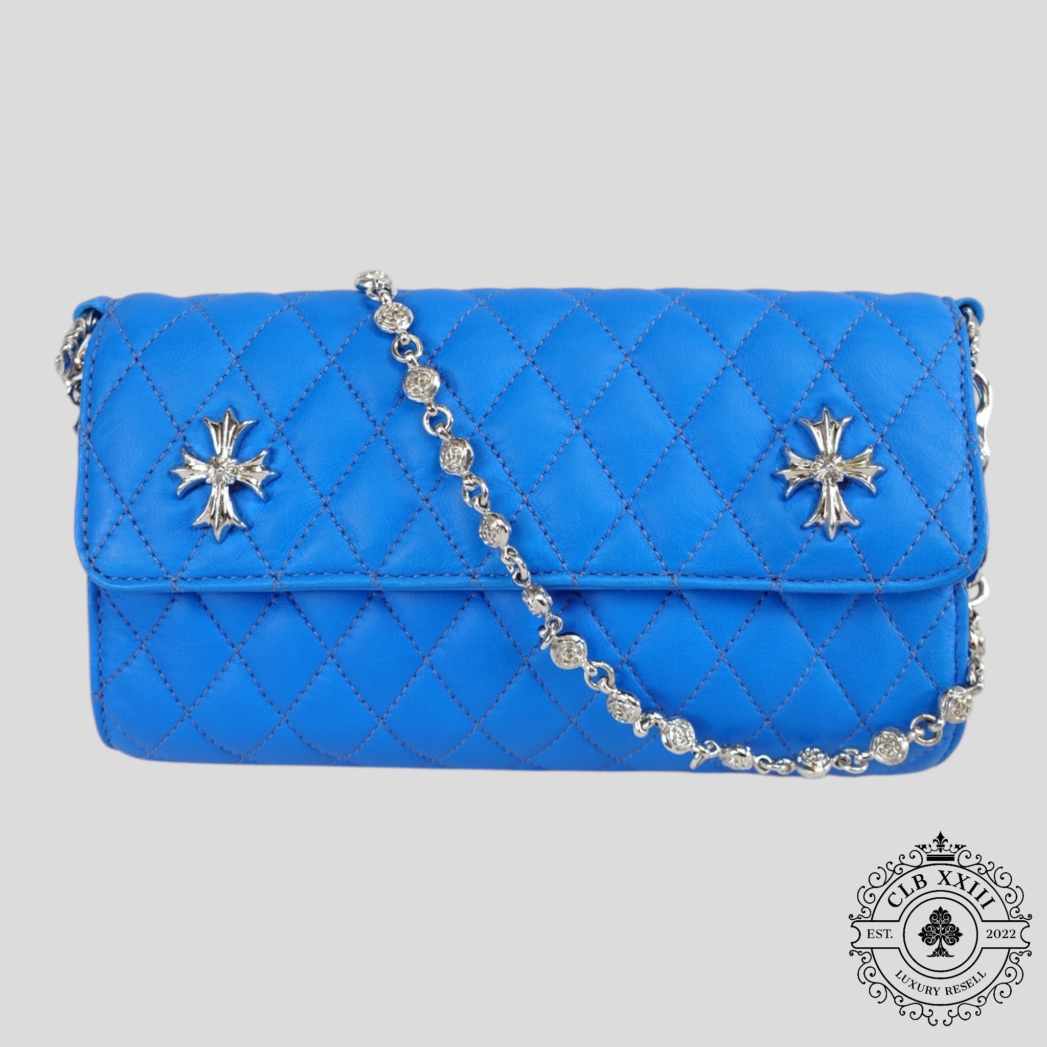 Chrome Hearts Quilted Purse in Light Blue