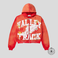 Vale Garden Zip Up Hoodie in Red