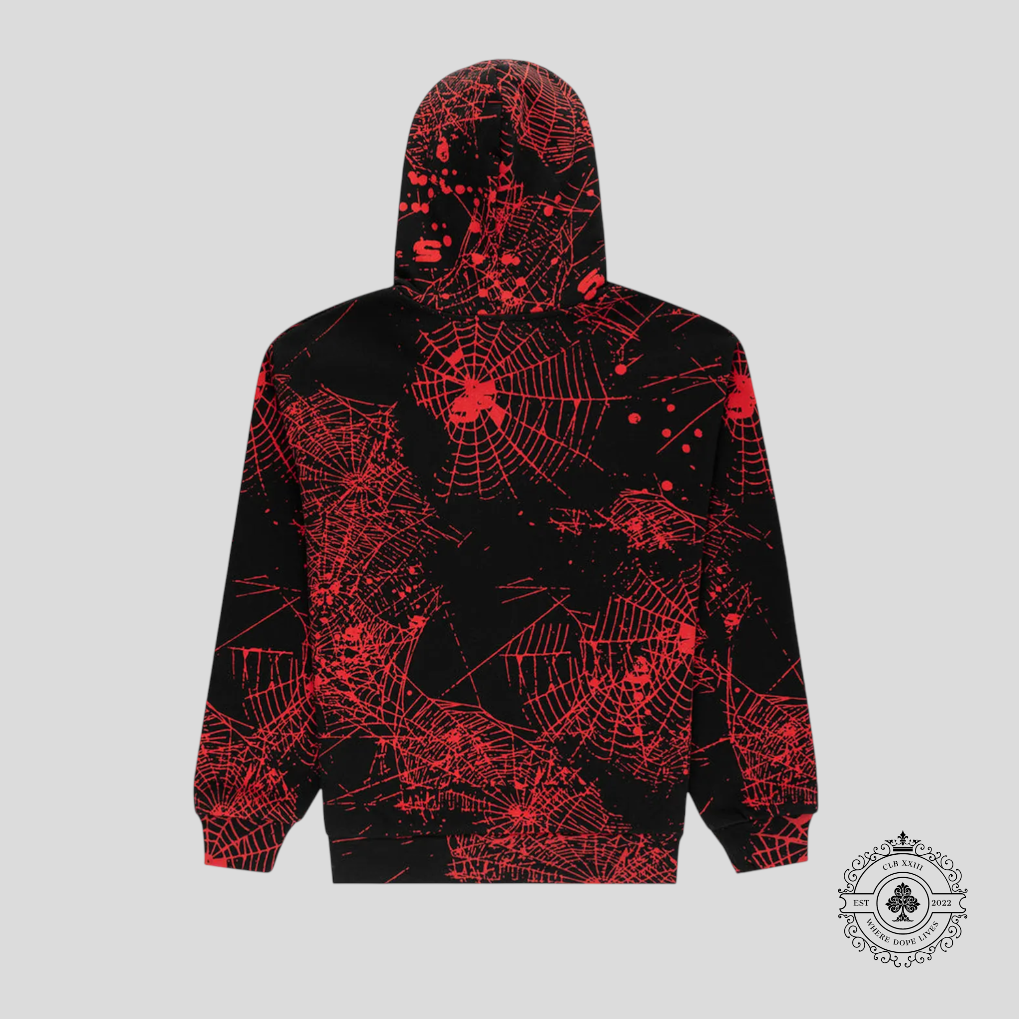 Sp5der Aop Web V2 Zip Up Hoodie in Black