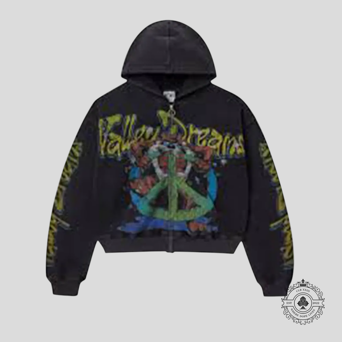 Vale Taz Zip Up Hoodie in Black