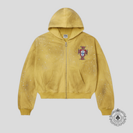 Vale Sun Clustered Zip Up Hoodie in Yellow