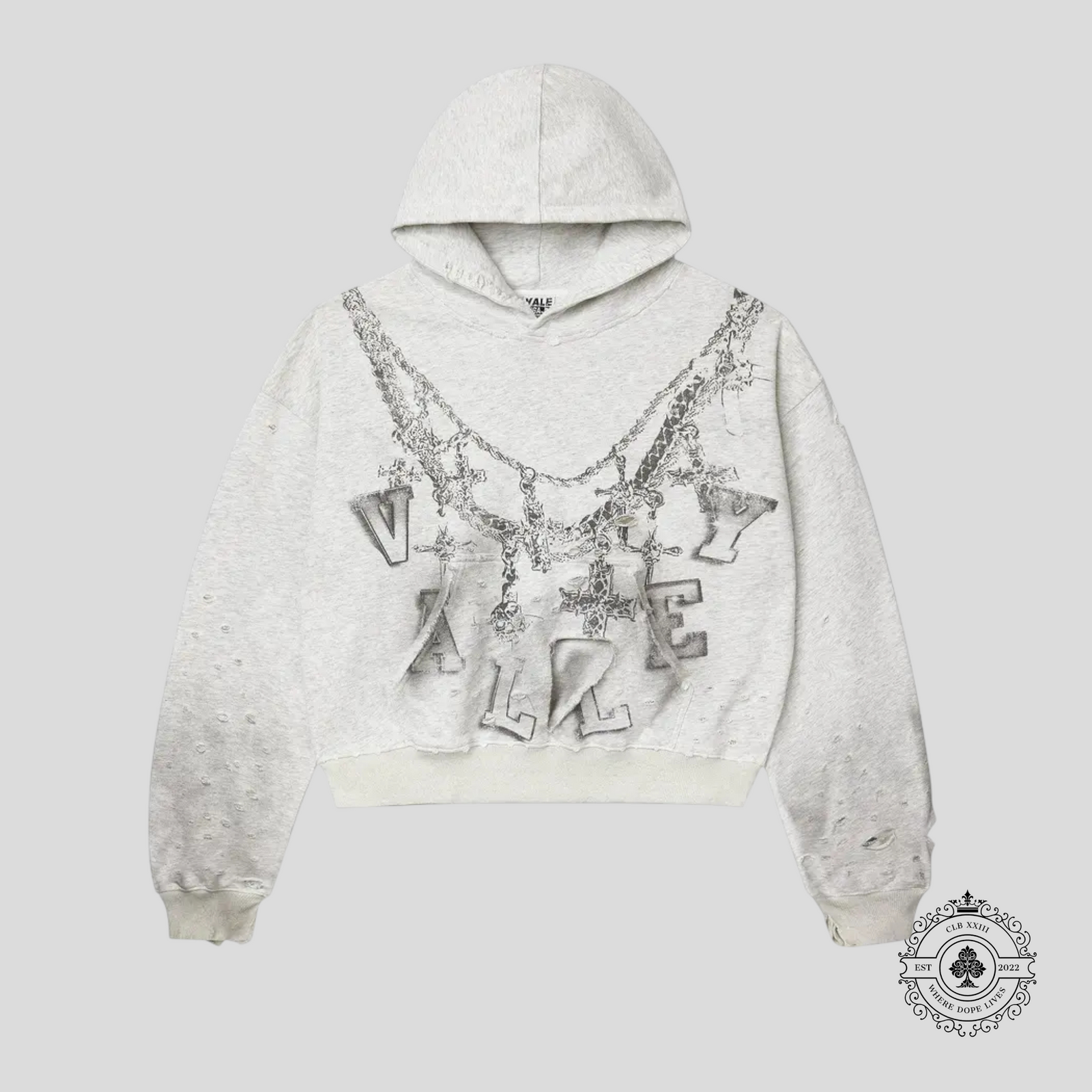 Vale Big Chain Hoodie in Heather Grey