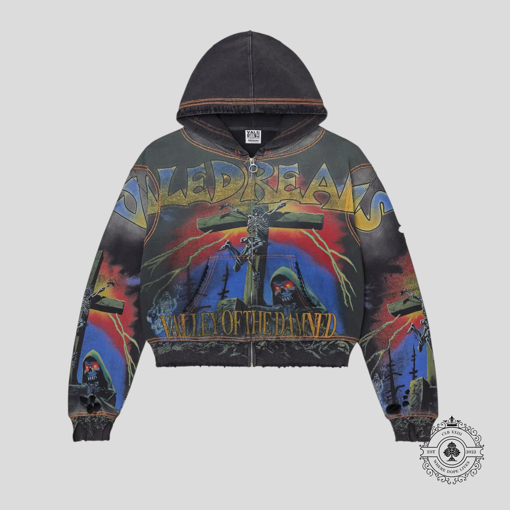 Vale Forever Damned Big Zip Up Hoodie in Black