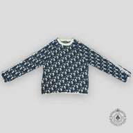 Dior Zip Sleeve Oblique Sweater in White/Blue