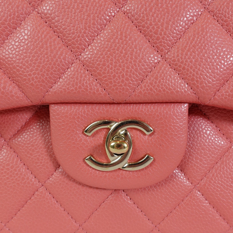 Chanel Caviar Leather Jumbo Quilted Flap Bag in Pink