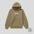 Supreme Box Logo Hooded Sweatshirt in Dark Sand