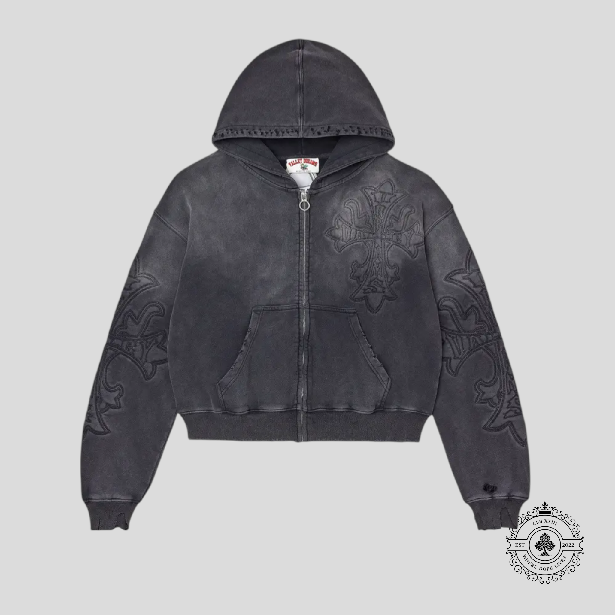 Vale Carver Zip Up Hoodie in Black