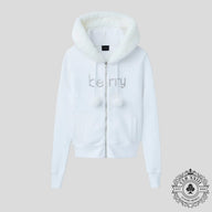 Gv Gallery Pom Pom Zip Up Hoodie in White