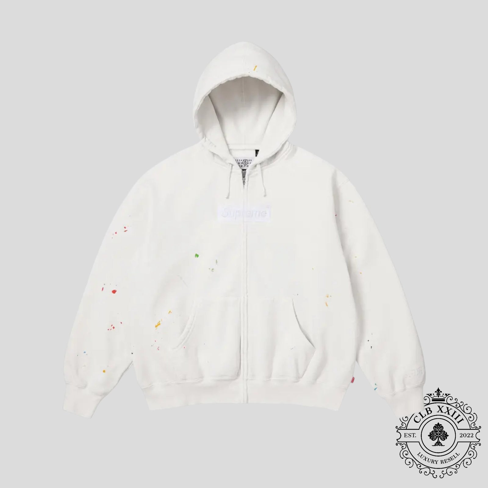 Supreme X Maison Margiela Box Logo Zip Up Hoodie in White