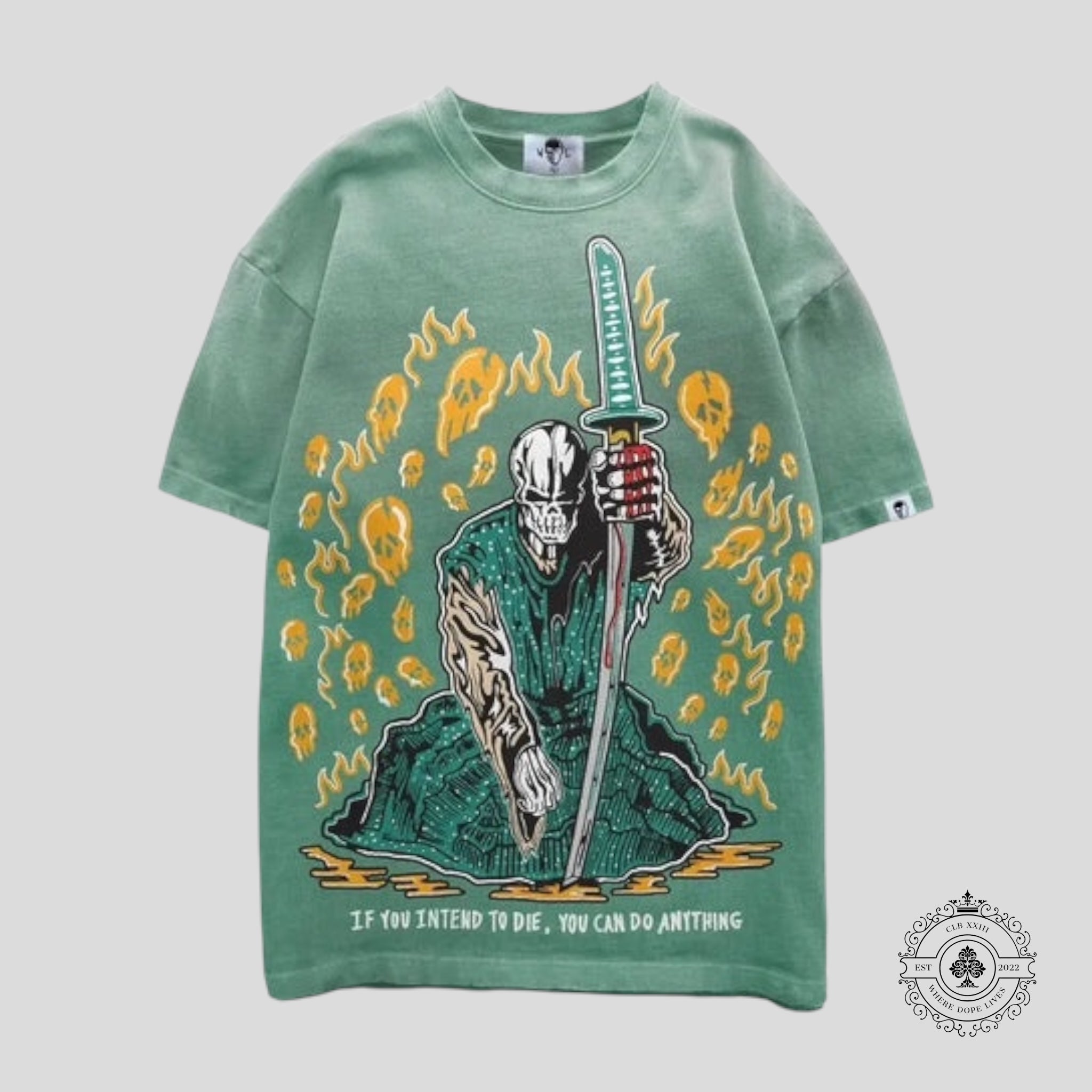 Warren Lotas Intend To Die Tee in Washed Green